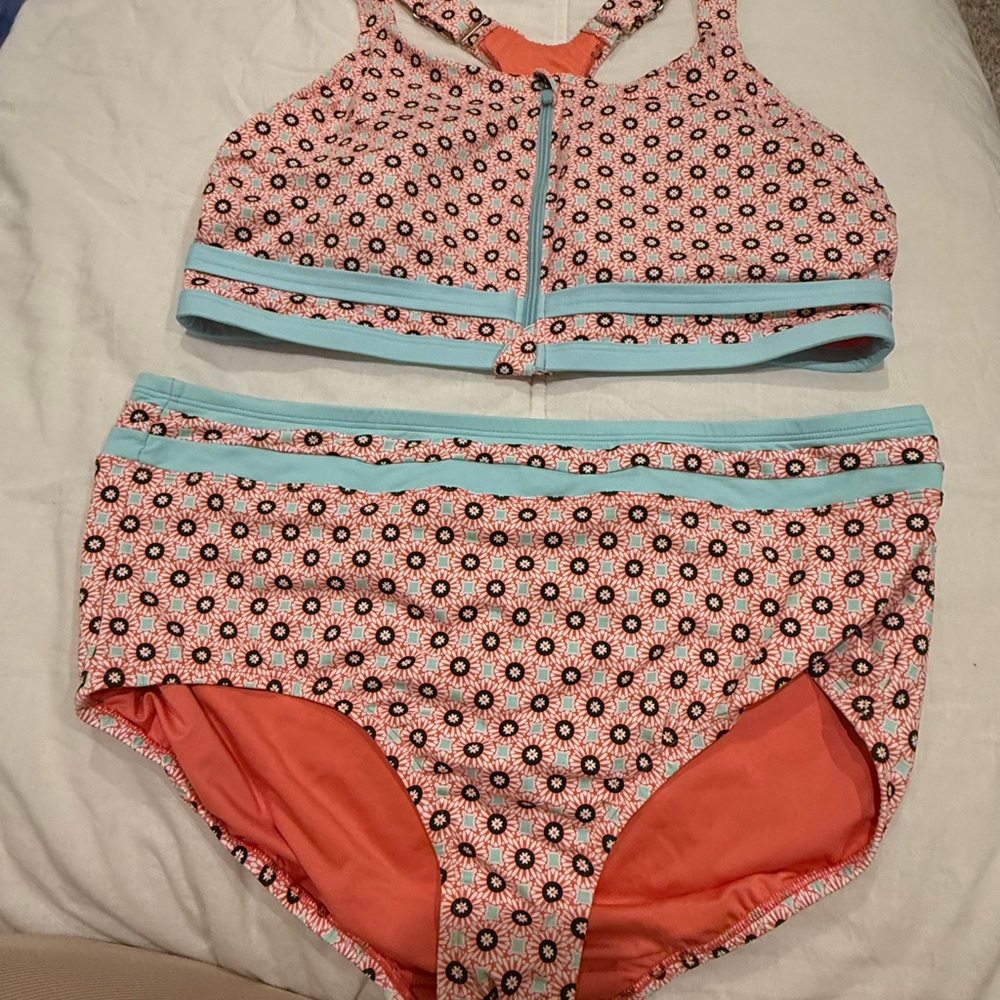 Swim Set - Orange and Blue Floral